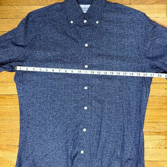 Ledbury Blue Geometic Pattern Long Sleeve Button Down Size Medium Slim Fit - Picture 6 of 8